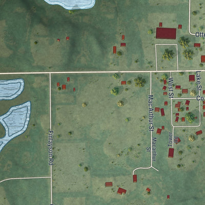 Second close-up of the map of Finlayson, Minnesota print showing more streets and buildings