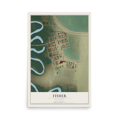 Map of Fisher, Minnesota, 12 x 18 inch unframed archival matte print