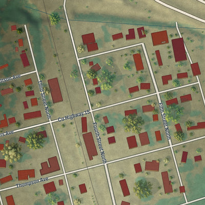 Close-up of the map of Fisher, Minnesota print showing street and building detail