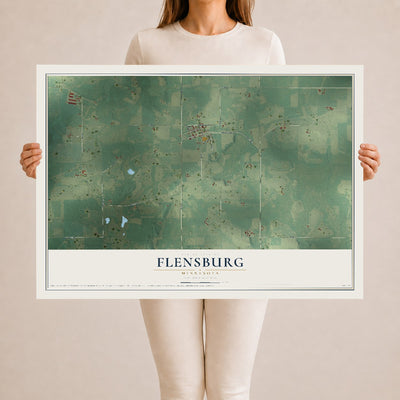 Map of Flensburg, Minnesota, 24 x 36 inch unframed archival matte print