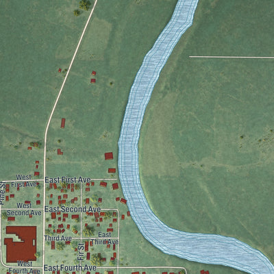 Second close-up of the map of Floodwood, Minnesota print showing more streets and buildings