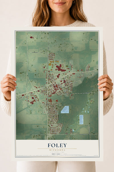 Map of Foley, Minnesota, 18 x 24 inch unframed archival matte print