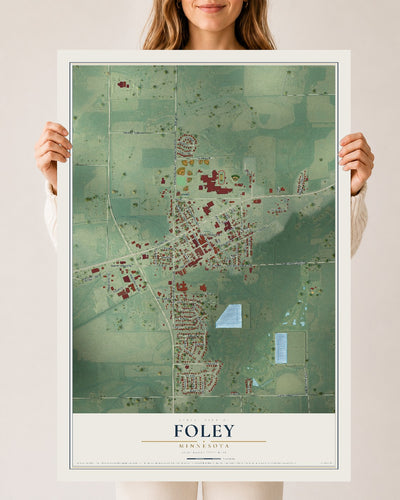 Map of Foley, Minnesota, 24 x 36 inch unframed archival matte print