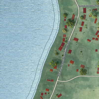 Second close-up of the map of Forada, Minnesota print showing more streets and buildings