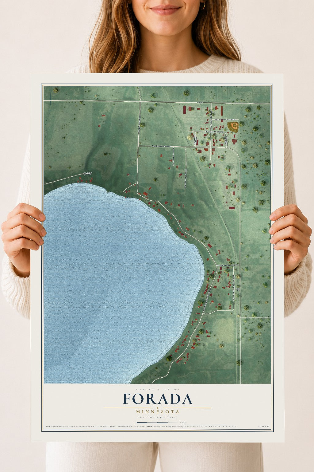 Map of Forada, Minnesota, 18 x 24 inch unframed archival matte print