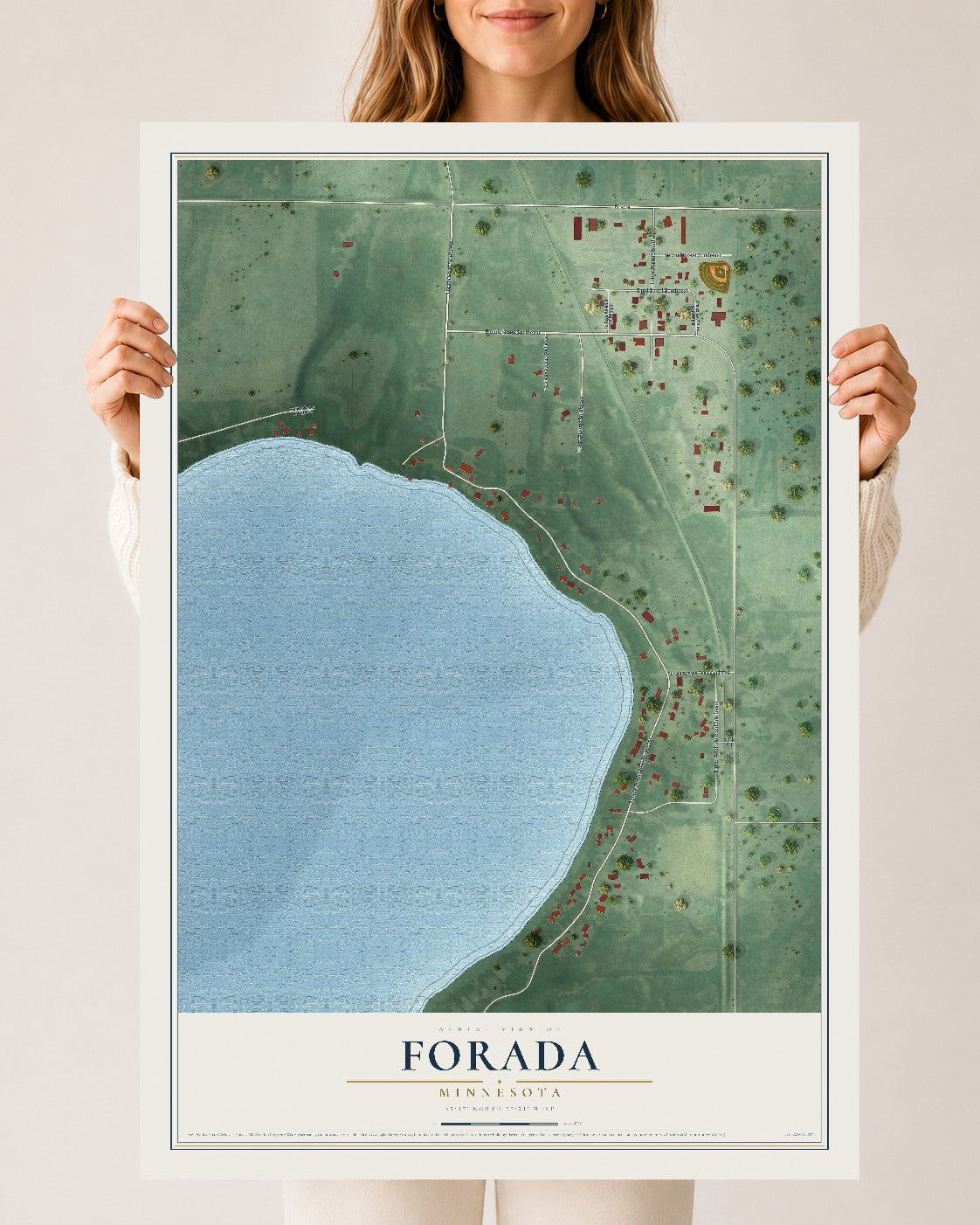 Map of Forada, Minnesota, 24 x 36 inch unframed archival matte print