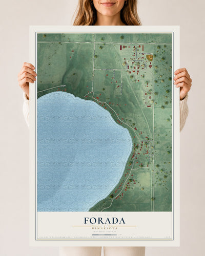Map of Forada, Minnesota, 24 x 36 inch unframed archival matte print