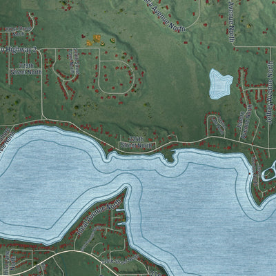 Second close-up of the map of Forest Lake, Minnesota print showing more streets and buildings