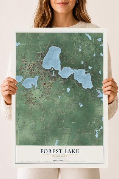Map of Forest Lake, Minnesota, 18 x 24 inch unframed archival matte print