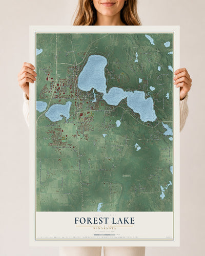 Map of Forest Lake, Minnesota, 24 x 36 inch unframed archival matte print