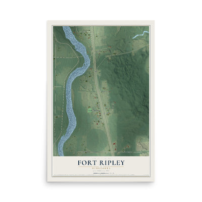 Map of Fort Ripley, Minnesota, 12 x 18 inch unframed archival matte print