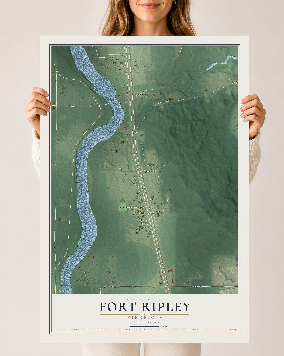Map of Fort Ripley, Minnesota, 24 x 36 inch unframed archival matte print