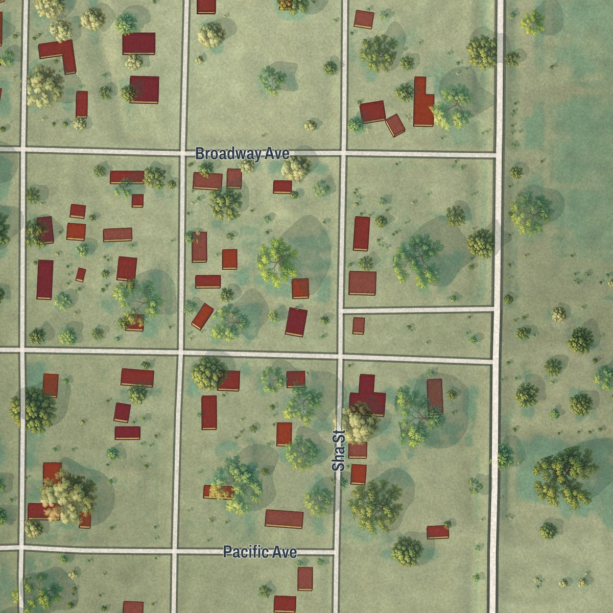 Close-up of the map of Foxhome, Minnesota print showing street and building detail