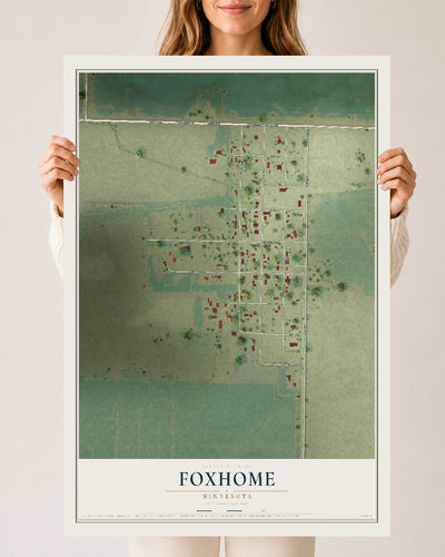 Map of Foxhome, Minnesota, 24 x 36 inch unframed archival matte print