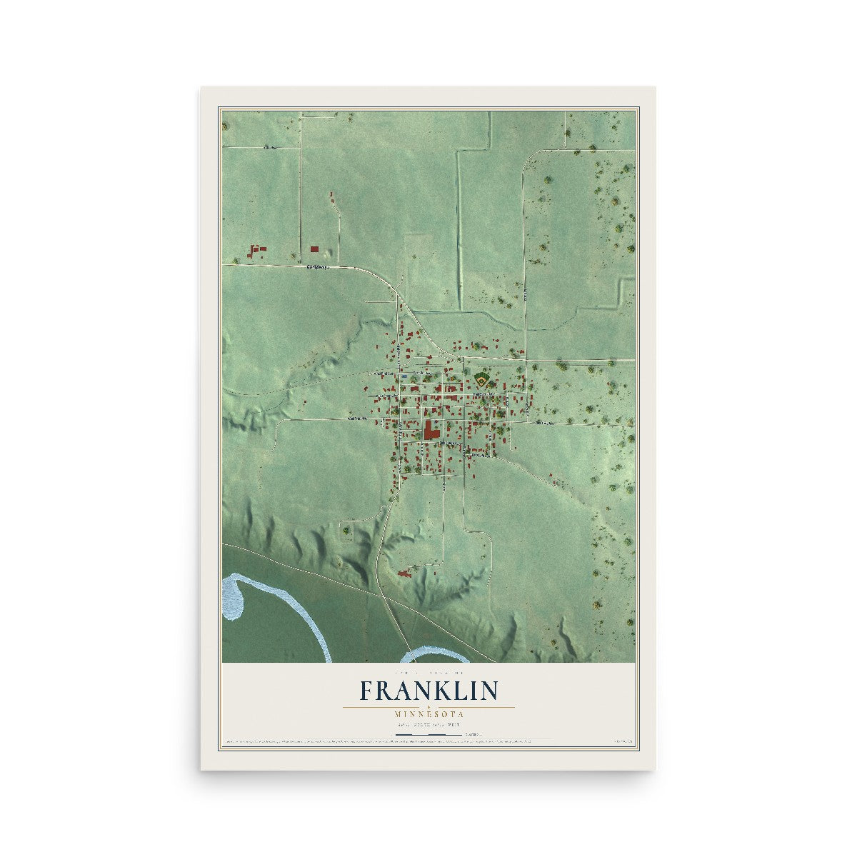 Map of Franklin, Minnesota, 12 x 18 inch unframed archival matte print