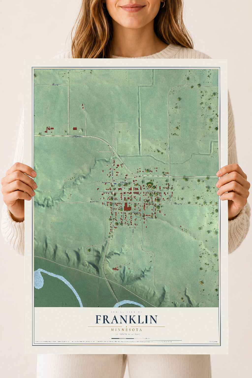 Map of Franklin, Minnesota, 18 x 24 inch unframed archival matte print