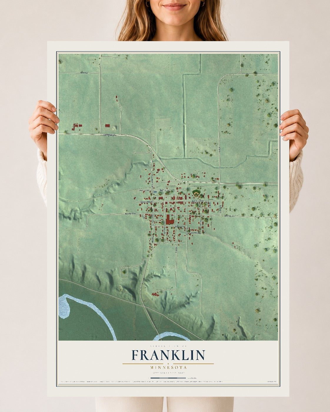 Map of Franklin, Minnesota, 24 x 36 inch unframed archival matte print