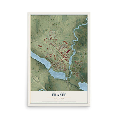 Map of Frazee, Minnesota, 12 x 18 inch unframed archival matte print