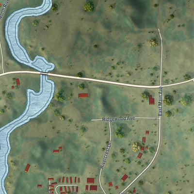 Second close-up of the map of Frazee, Minnesota print showing more streets and buildings