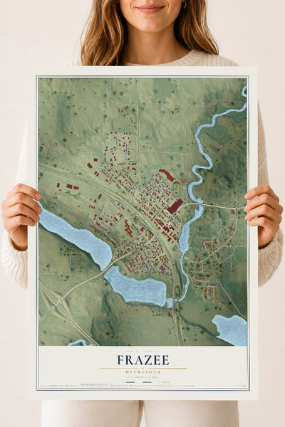 Map of Frazee, Minnesota, 18 x 24 inch unframed archival matte print