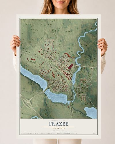 Map of Frazee, Minnesota, 24 x 36 inch unframed archival matte print