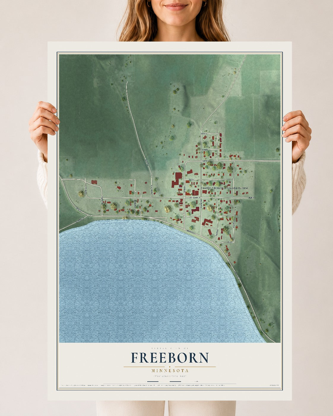 Map of Freeborn, Minnesota, 24 x 36 inch unframed archival matte print