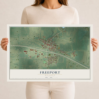 Map of Freeport, Minnesota, 12 x 18 inch unframed archival matte print