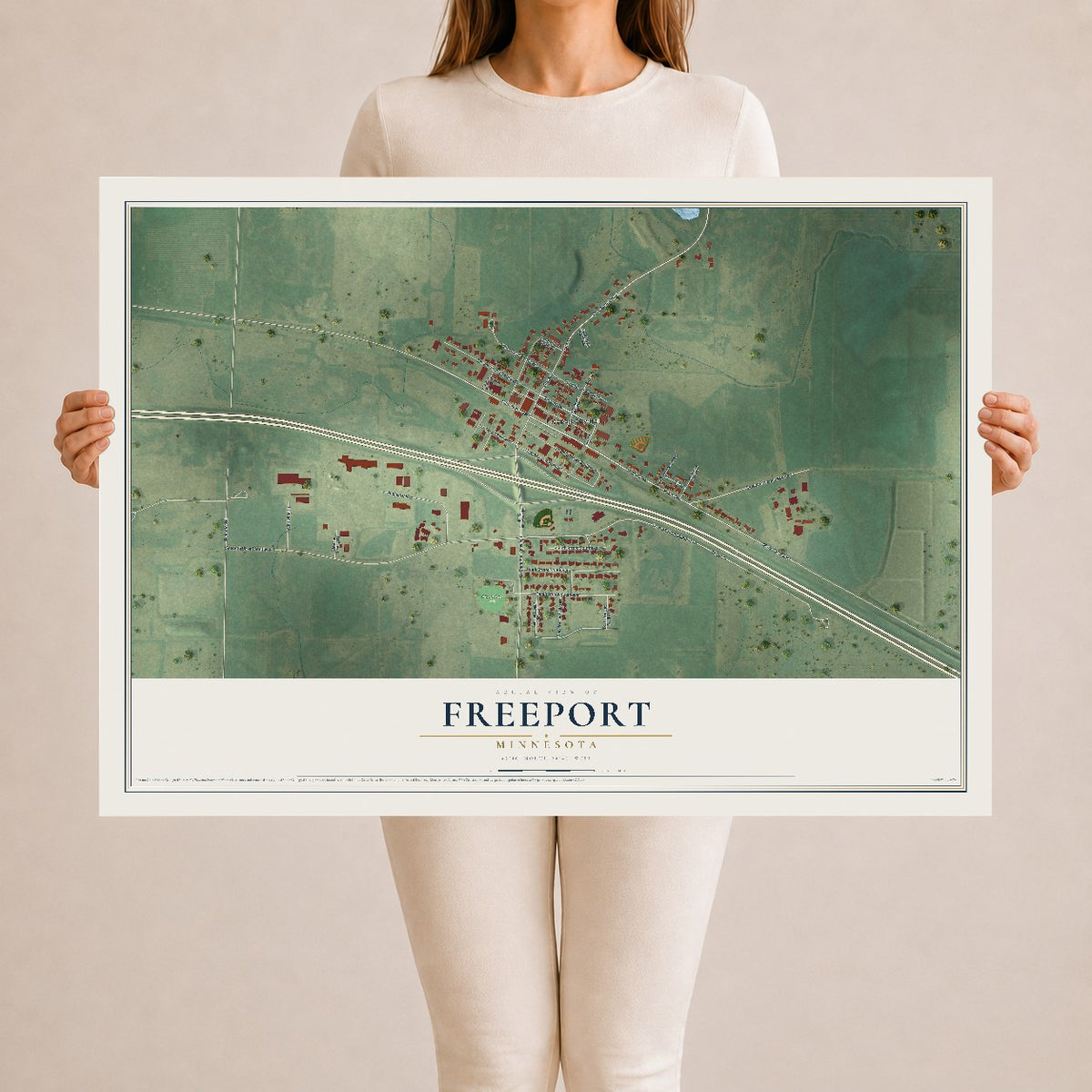 Map of Freeport, Minnesota, 24 x 36 inch unframed archival matte print