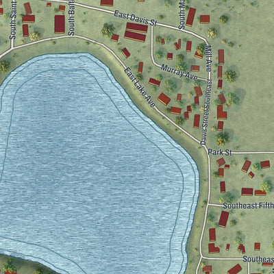 Second close-up of the map of Fulda, Minnesota print showing more streets and buildings