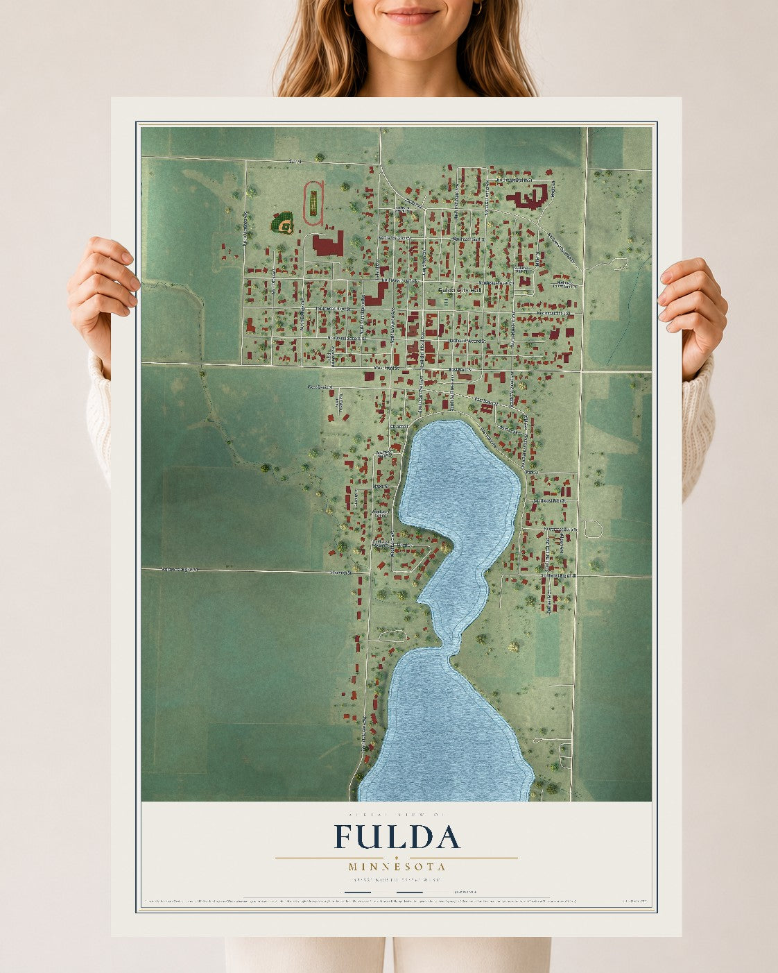 Map of Fulda, Minnesota, 24 x 36 inch unframed archival matte print