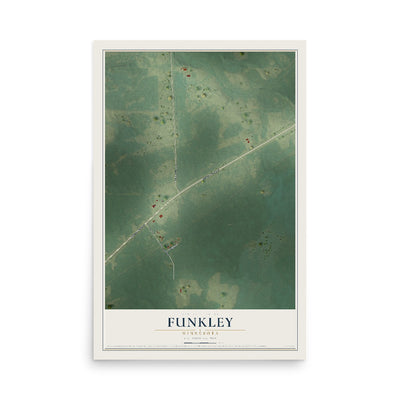 Map of Funkley, Minnesota, 12 x 18 inch unframed archival matte print