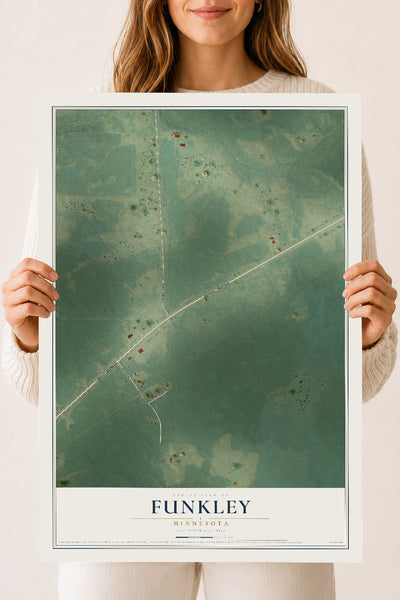 Map of Funkley, Minnesota, 18 x 24 inch unframed archival matte print