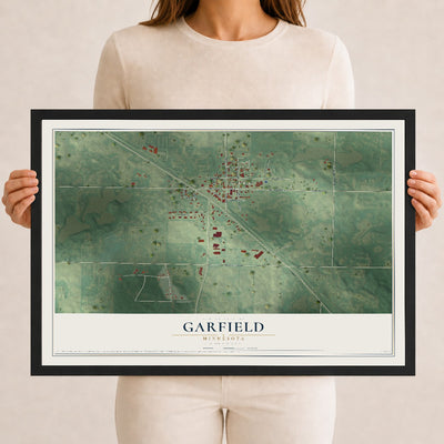 Map of Garfield, Minnesota, 12 x 18 inch print in a black wood frame
