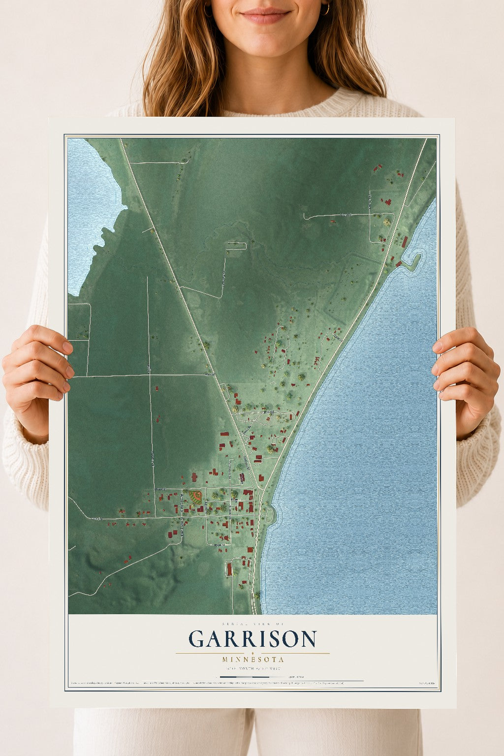 Map of Garrison, Minnesota, 18 x 24 inch unframed archival matte print