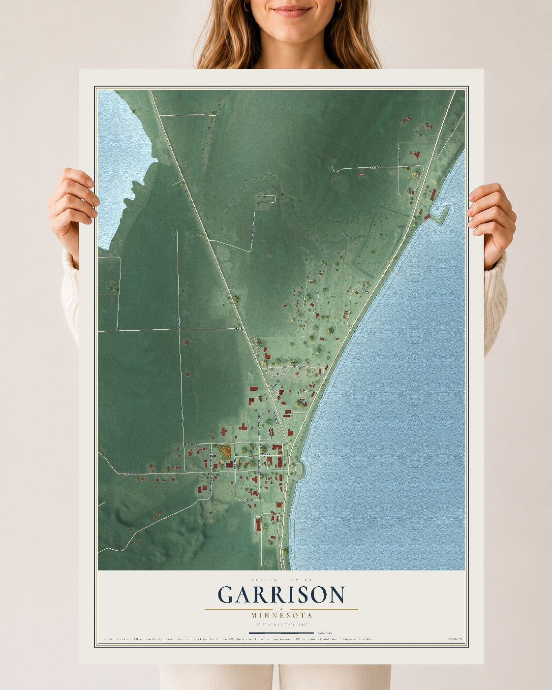 Map of Garrison, Minnesota, 24 x 36 inch unframed archival matte print