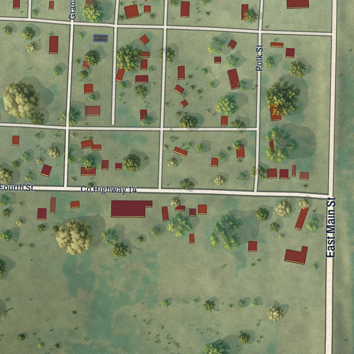 Close-up of the map of Garvin, Minnesota print showing street and building detail