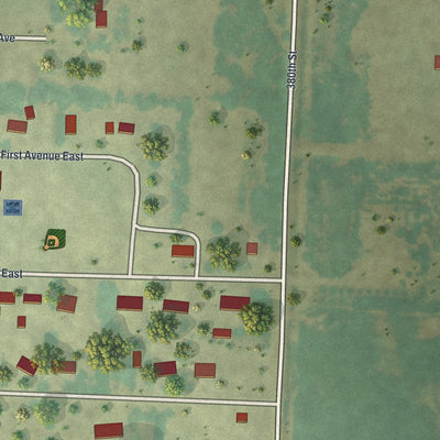 Second close-up of the map of Gary, Minnesota print showing more streets and buildings