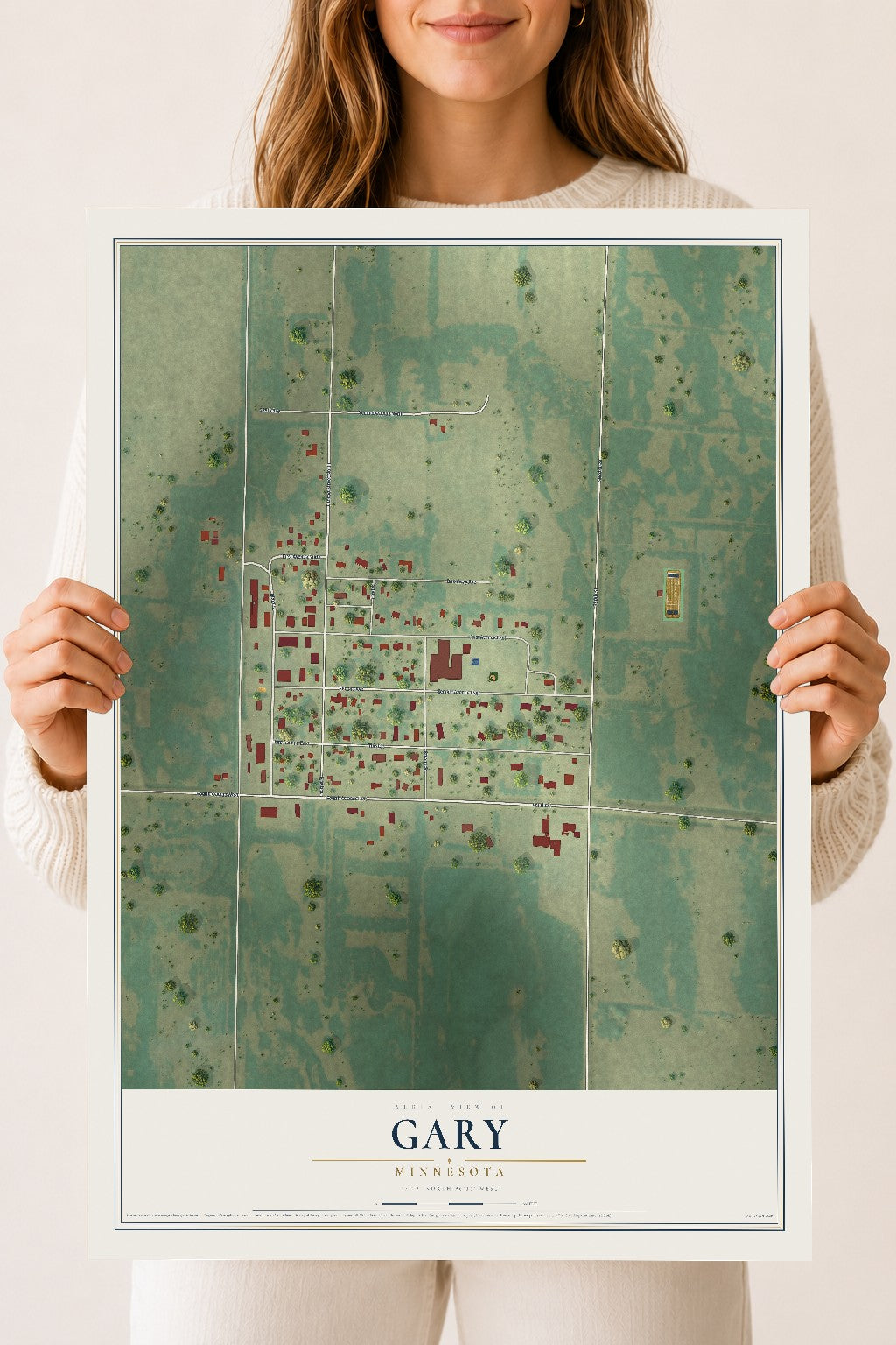 Map of Gary, Minnesota, 18 x 24 inch unframed archival matte print