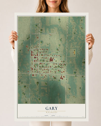 Map of Gary, Minnesota, 24 x 36 inch unframed archival matte print
