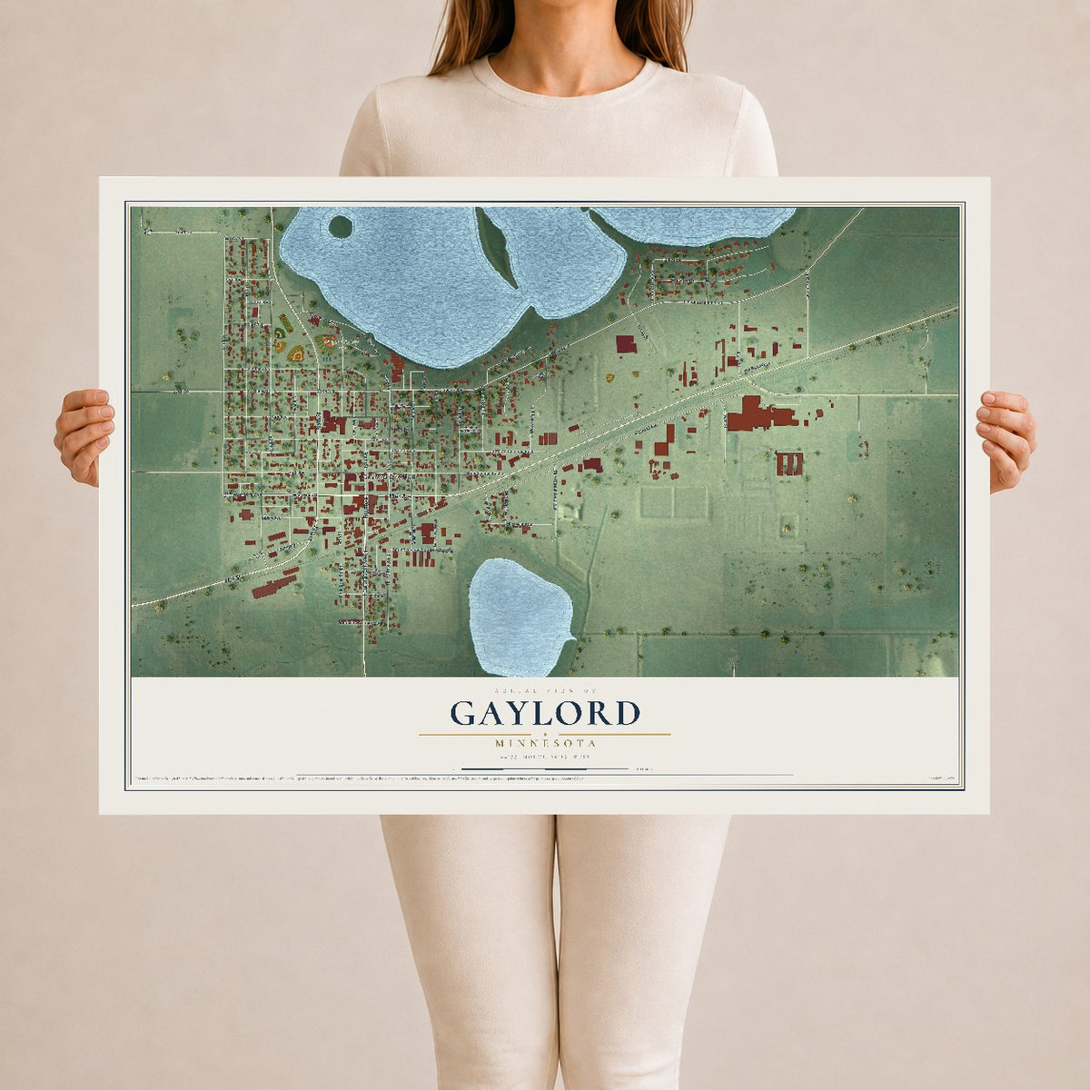 Map of Gaylord, Minnesota, 24 x 36 inch unframed archival matte print