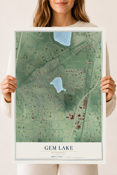 Map of Gem Lake, Minnesota, 18 x 24 inch unframed archival matte print