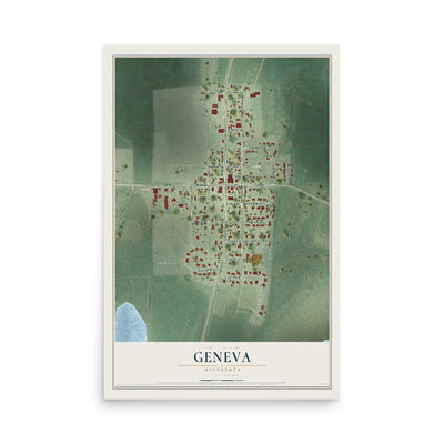 Map of Geneva, Minnesota, 12 x 18 inch unframed archival matte print