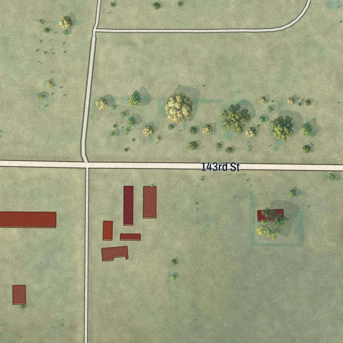 Second close-up of the map of Genola, Minnesota print showing more streets and buildings