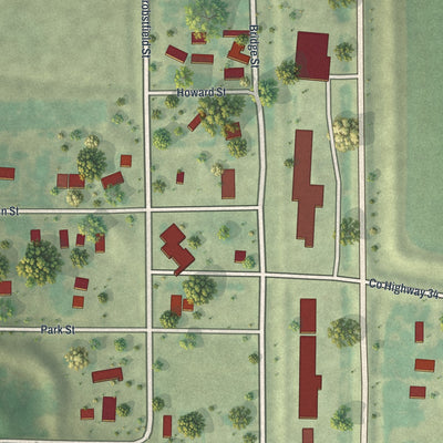 Close-up of the map of Georgetown, Minnesota print showing street and building detail