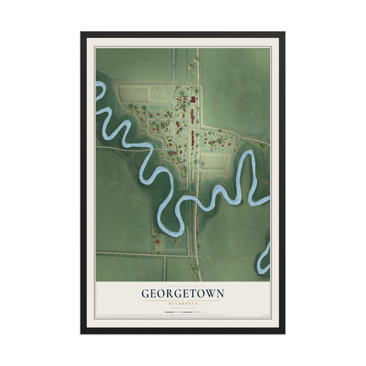 Map of Georgetown, Minnesota, 12 x 18 inch print in a black wood frame