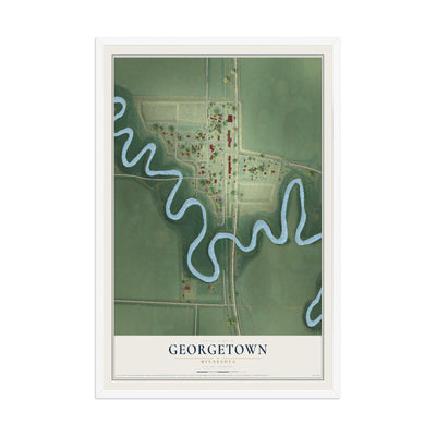 Map of Georgetown, Minnesota, 12 x 18 inch print in a white wood frame