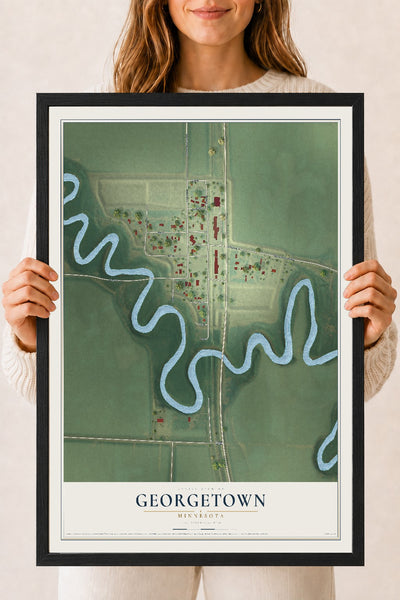 Map of Georgetown, Minnesota, 18 x 24 inch print in a black wood frame
