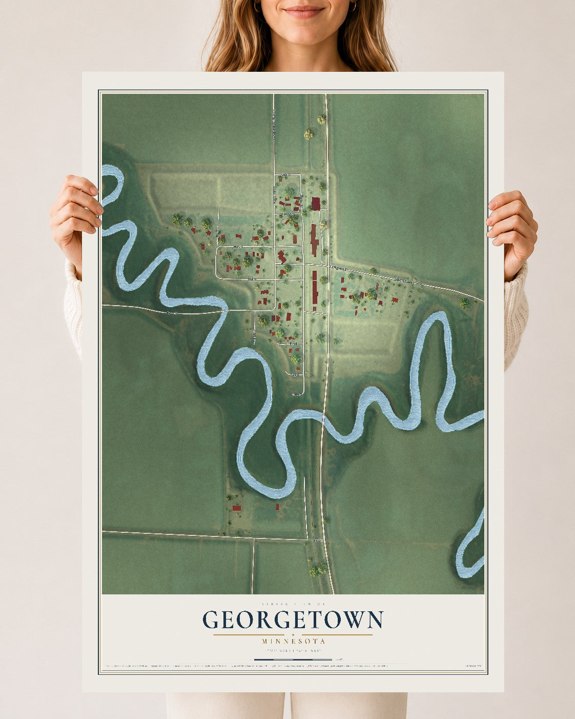 Map of Georgetown, Minnesota, 24 x 36 inch unframed archival matte print