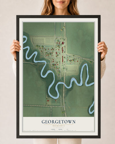 Map of Georgetown, Minnesota, 24 x 36 inch print in a black wood frame