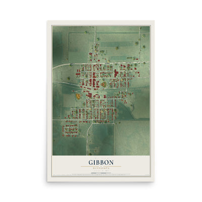 Map of Gibbon, Minnesota, 12 x 18 inch unframed archival matte print